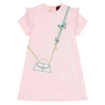 Younger Girls Pink Bag Logo Dress