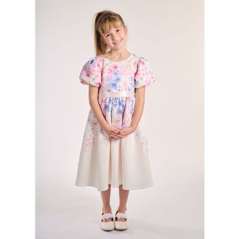 Girls White & Pink Floral Dress