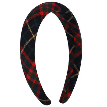 Girls Navy Blue, Green & Red Tartan Hairband
