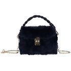 Girls Navy Blue Faux Fur Handbag, 2, hi-res