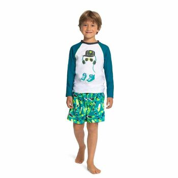 Boys White & Neon Board Rash Vest UPF 50+