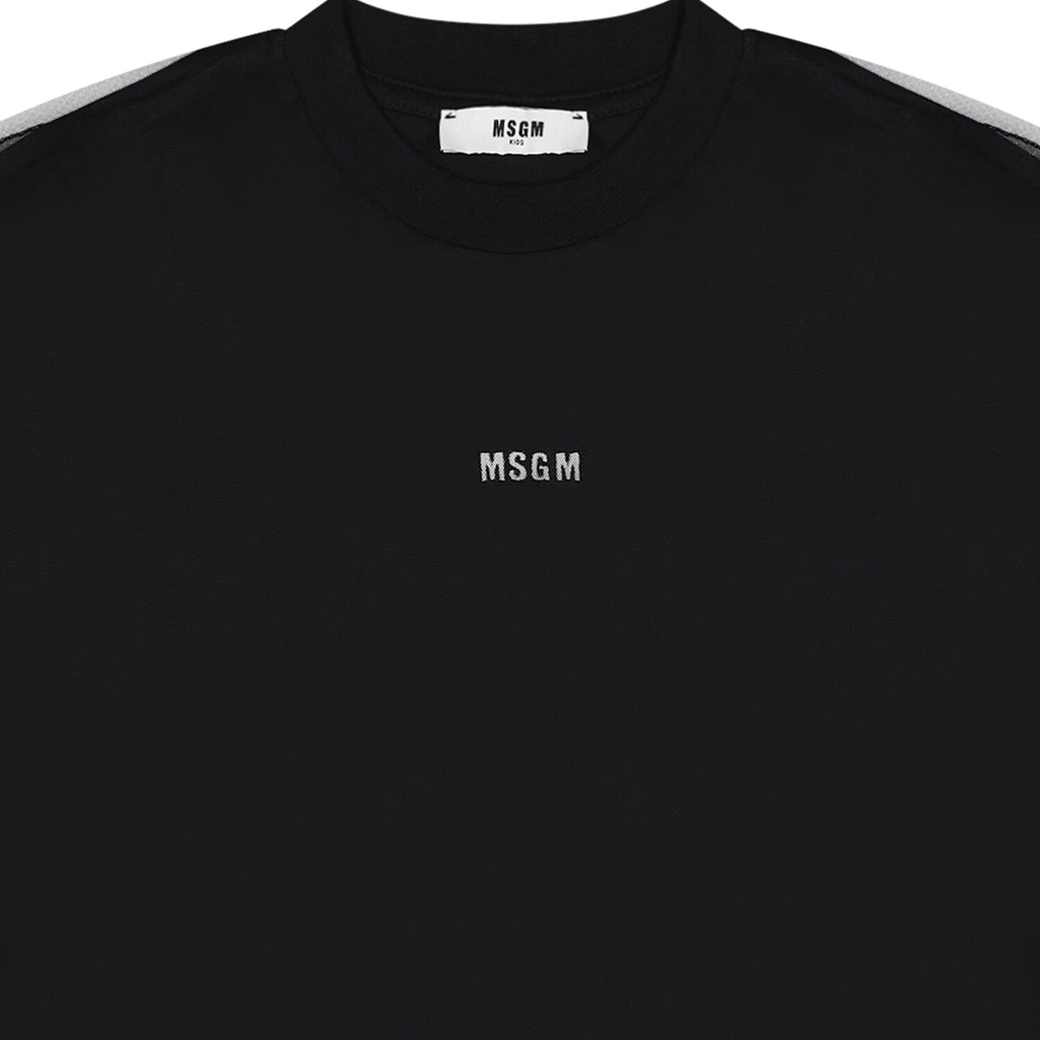 Girls Black Logo Overlay Tulle T-Shirt, 1, hi-res