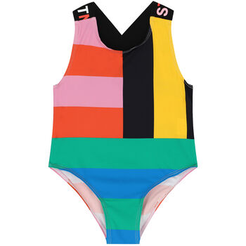 Girls Striped Colorblock Swimsuit