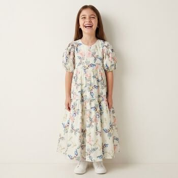 Girls Ivory Butterflies Logo Dress 
