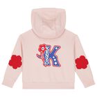 Girls Pink Logo Hooded Zip Up Top, 1, hi-res