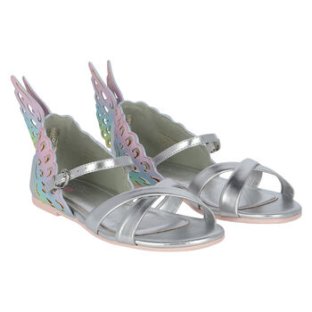 Girls Silver Butterfly Sandals