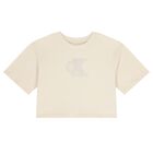 Girls Beige Logo T-Shirt, 1, hi-res
