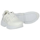 Girls White & Silver Logo Trainers, 1, hi-res