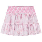 Girls Pink Floral Skirt, 1, hi-res