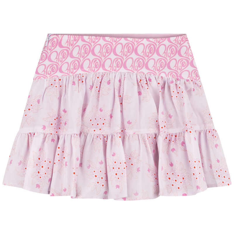 Girls Pink Floral Skirt, 1, hi-res image number null