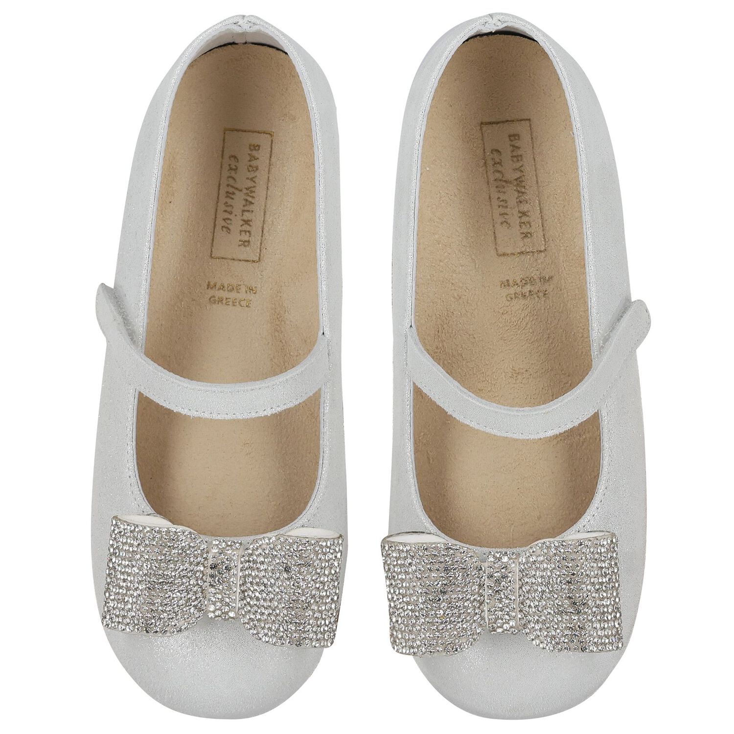 Girls Silver Embellished Bow Shoes, 1, hi-res image number null