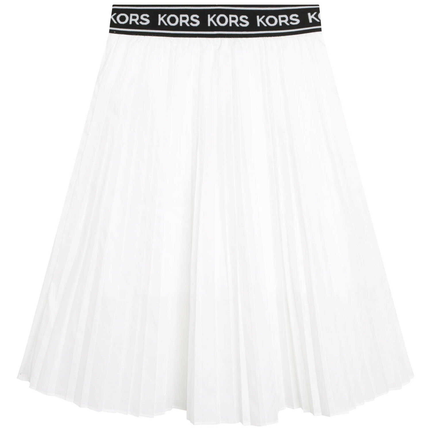 Girls White Pleated Logo Skirt, 1, hi-res