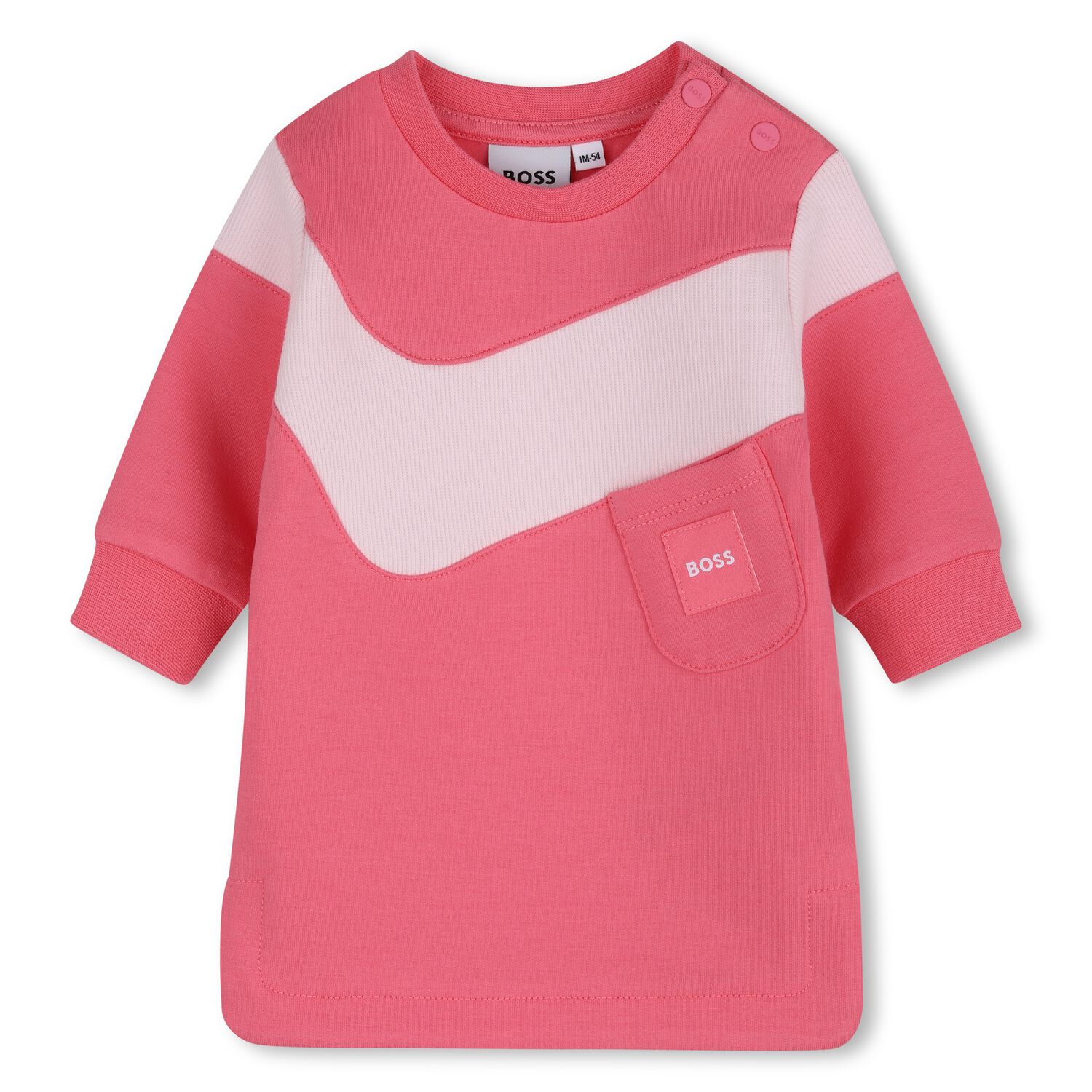 Baby Girls Pink Logo Dress, 1, hi-res
