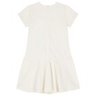 Girls Ivory & Gold Logo Dress, 1, hi-res