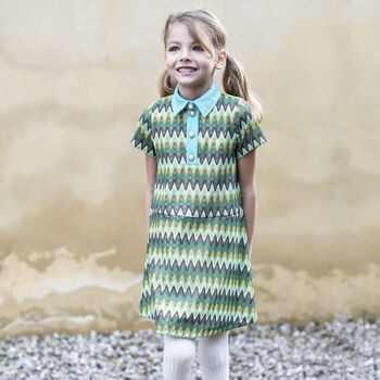 Girls Green Crochet Lace Dress