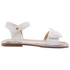Girls White & Gold Leather Tulle Bow Sandal, 1, hi-res
