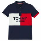 Boys Navy Blue Logo Polo Shirt, 2, hi-res