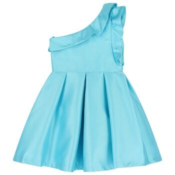 Girls Turquoise Asymmetric Dress