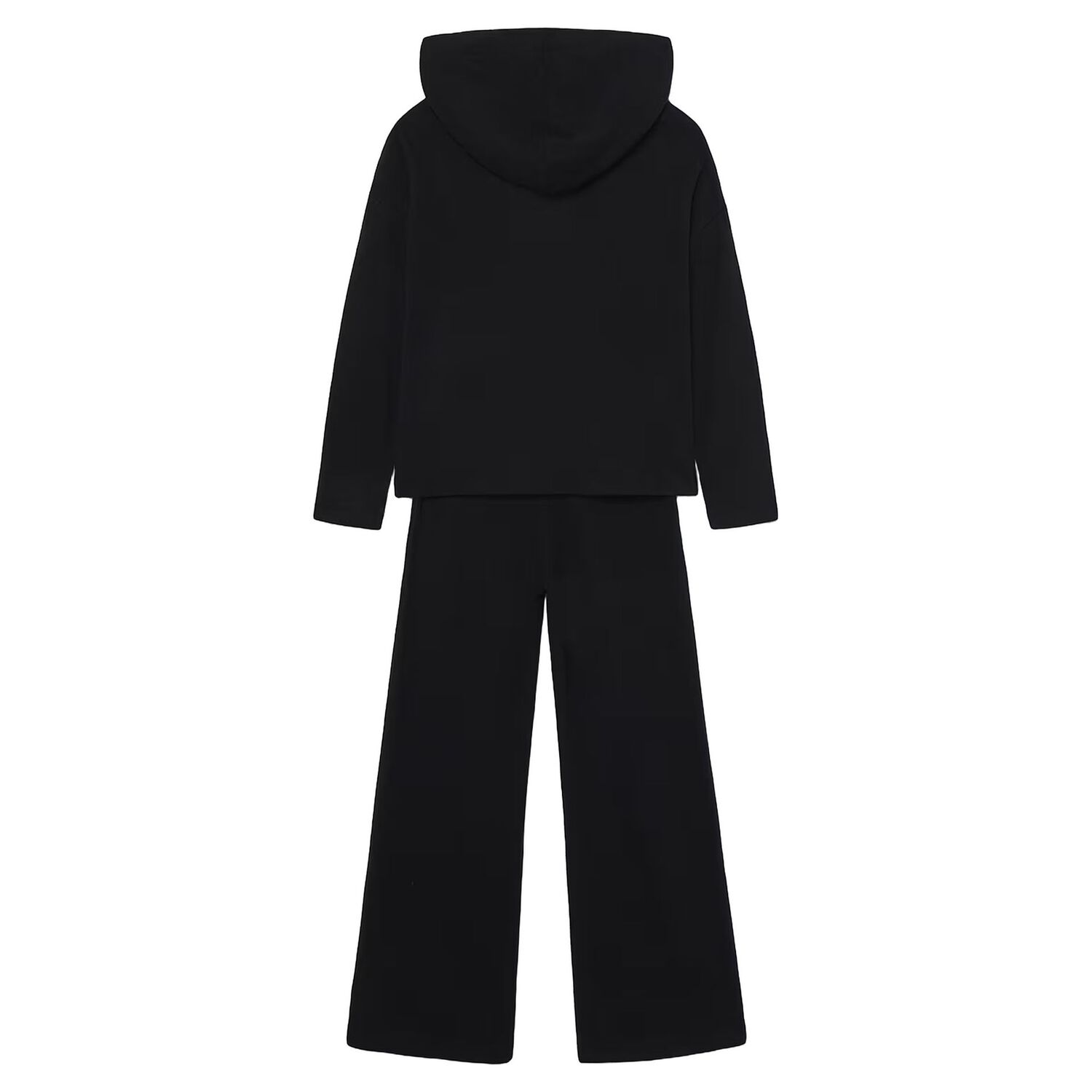 Girls Black Wide Leg Trouser Set, 2, hi-res