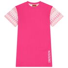 Girls Pink & White Zig Zag Dress, 1, hi-res