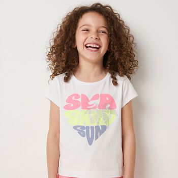 Girls White Rhinestone T-Shirt