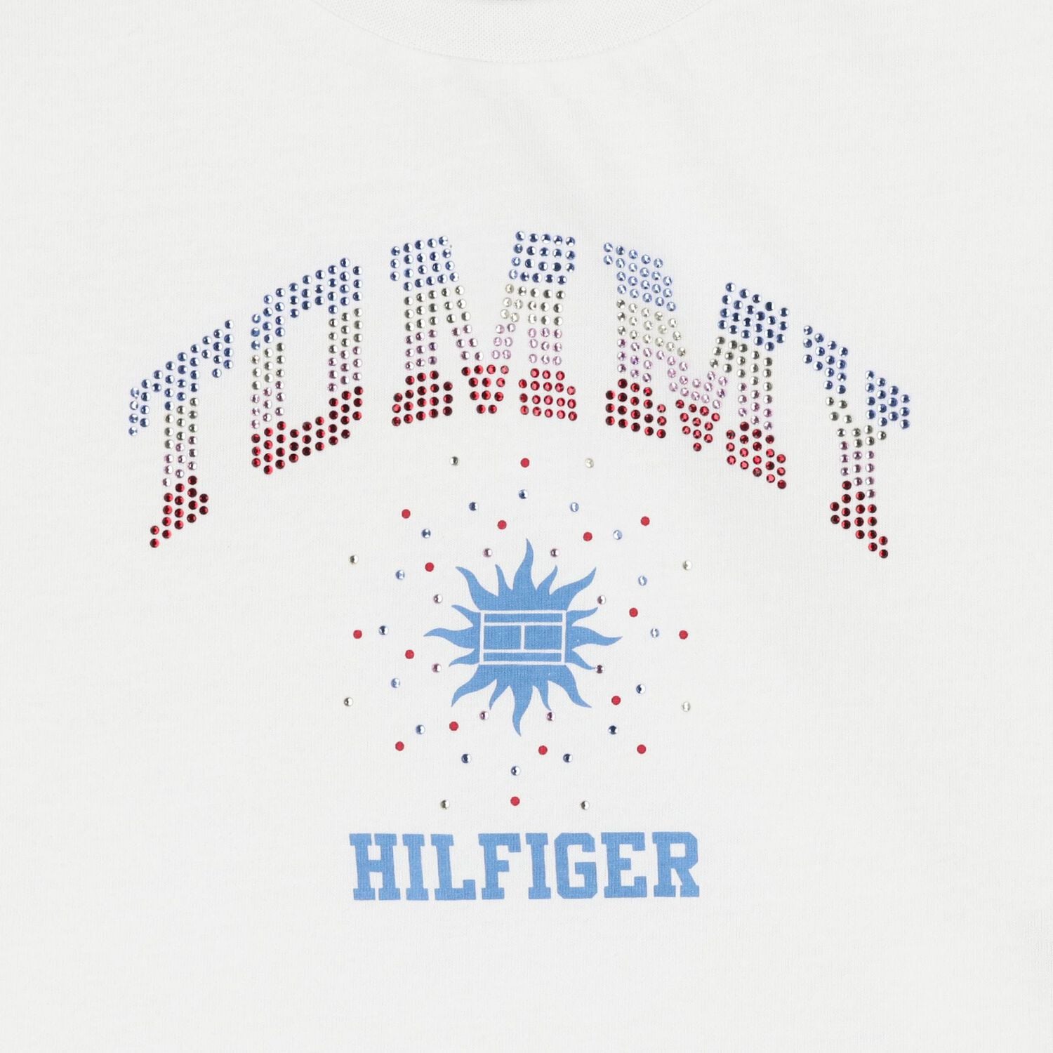 Girls White Rhinestone Logo T-Shirt , 3, hi-res