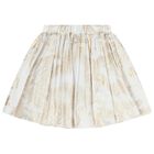 Girls White & Gold Geo Map Skirt Set, 1, hi-res