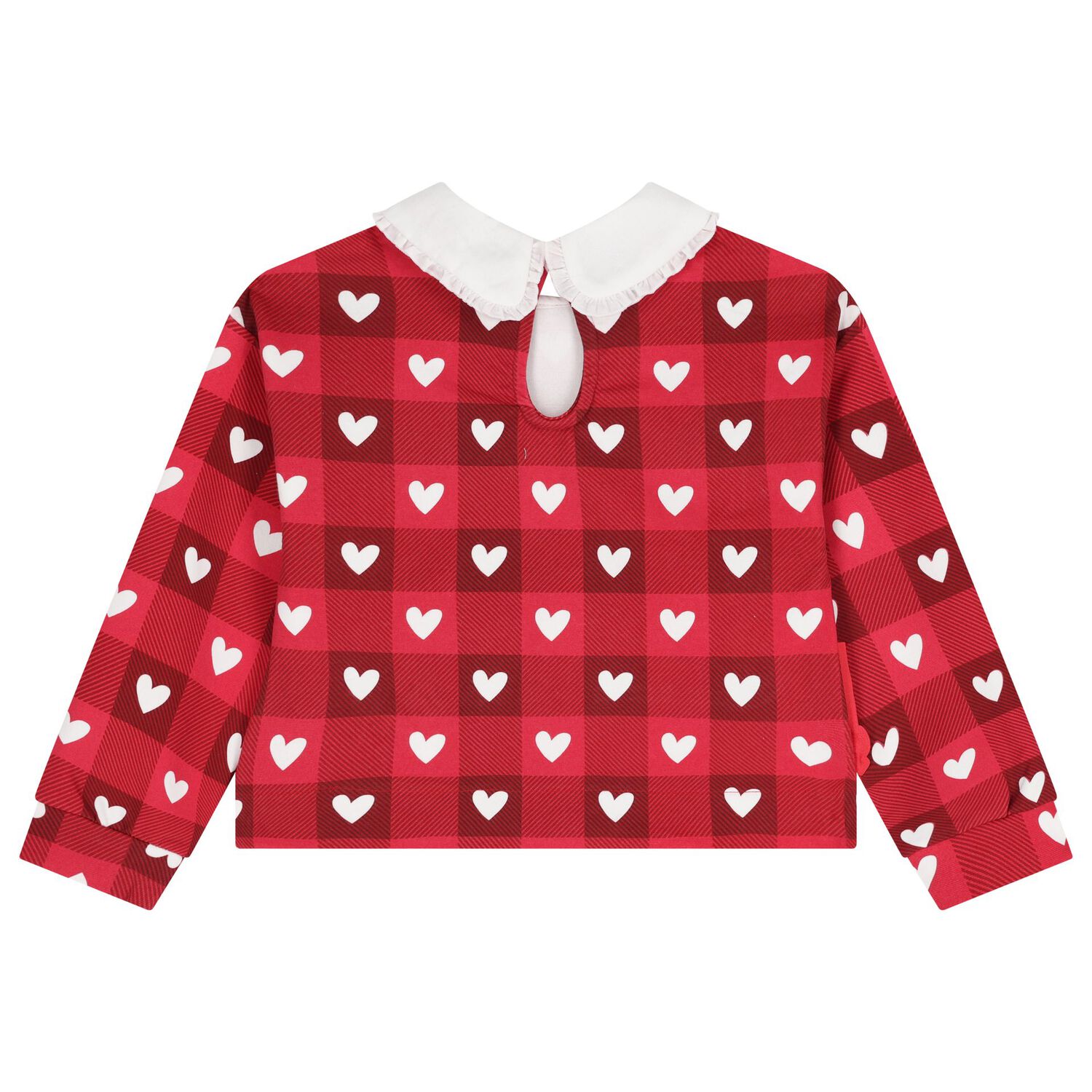 Girls Red Checked & Heart Skirt Set, 1, hi-res