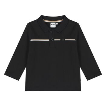 Younger Boys Black Logo Polo Shirt