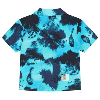 Boys Blue Abstract Logo Shirt