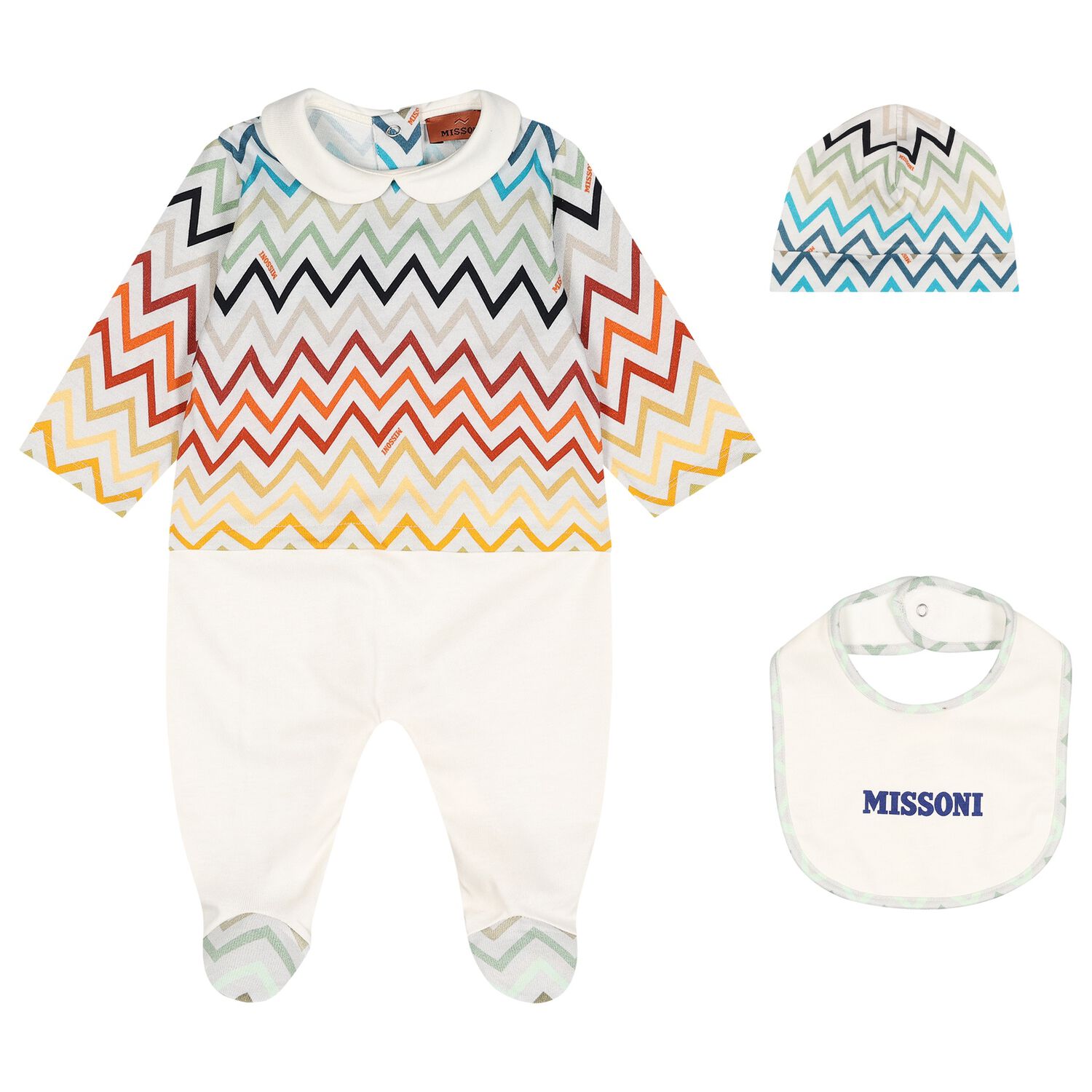 Ivory & Blue Logo Zig Zag Babygrow Gift Set, 1, hi-res
