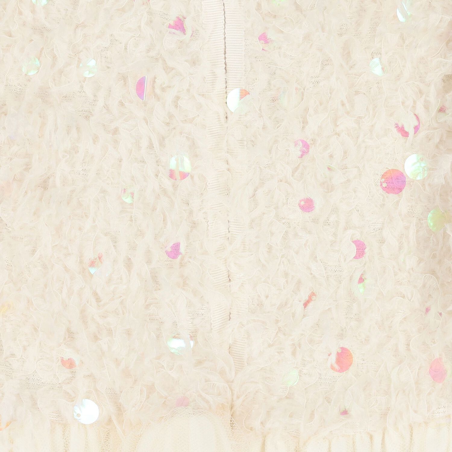 Girls Ivory Embellished Sequin Dress, 1, hi-res