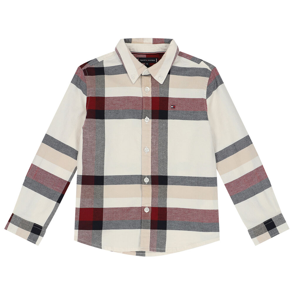 Tommy Hilfiger Boys White and Red Logo Shirt |