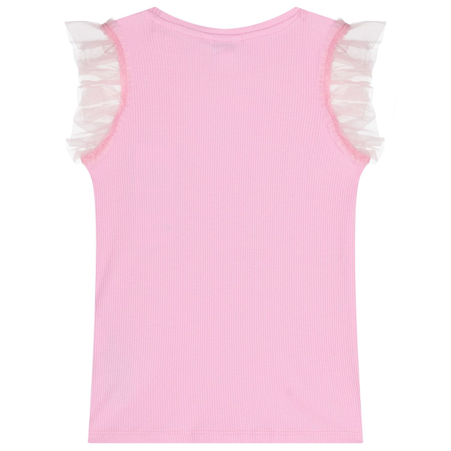 Girls Pink Logo Ribbed Top, 2, hi-res