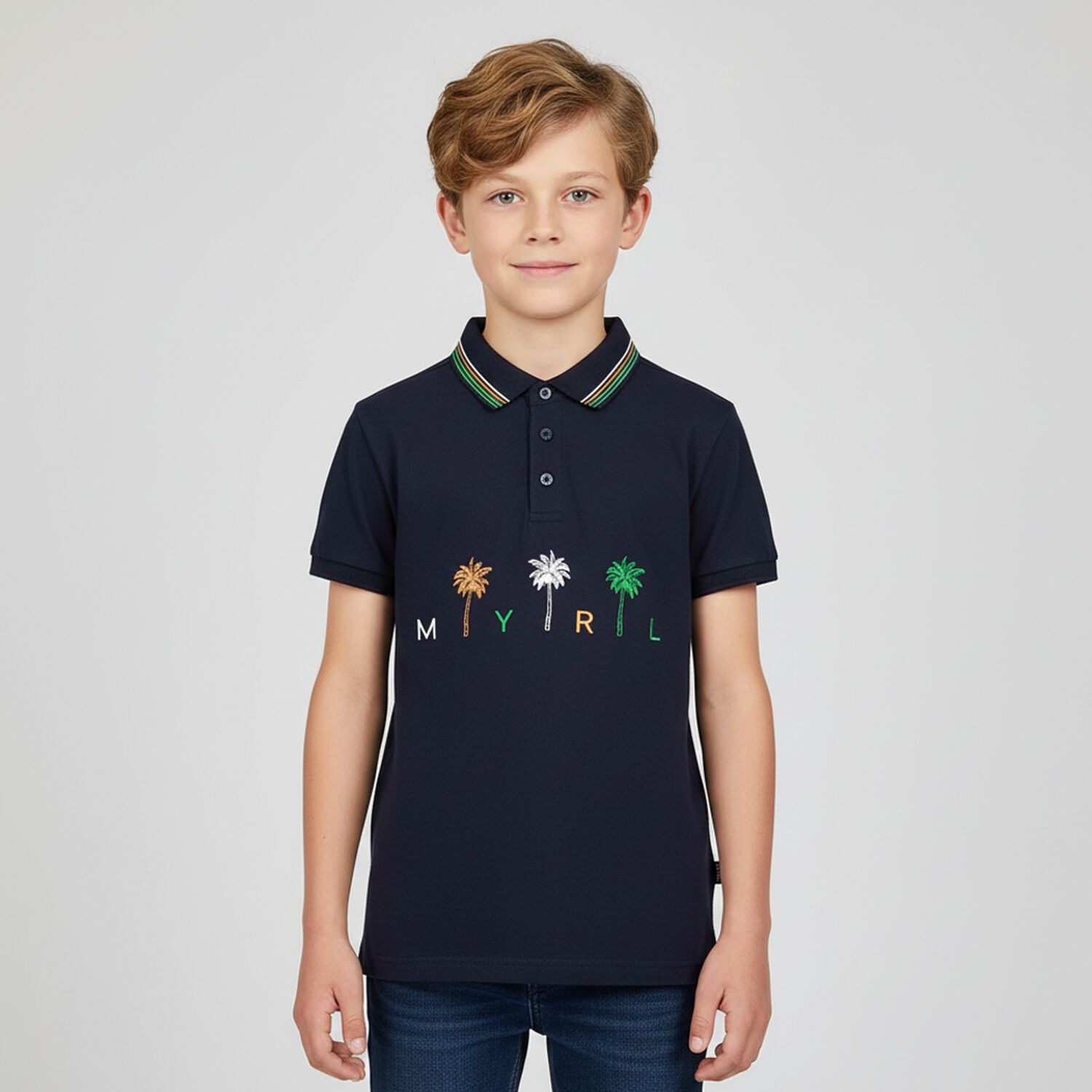 Boys Navy Polo Shirt, 1, hi-res