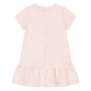 Younger Girls Pink Faux Fur Teddy Bear Dress