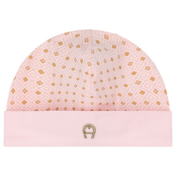 Pink, Ivory & Gold Logo Baby Hat