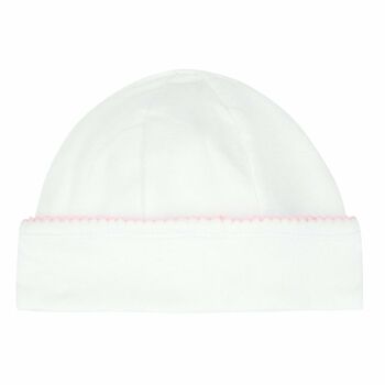 Baby Girls White & Pink Smocked Hat