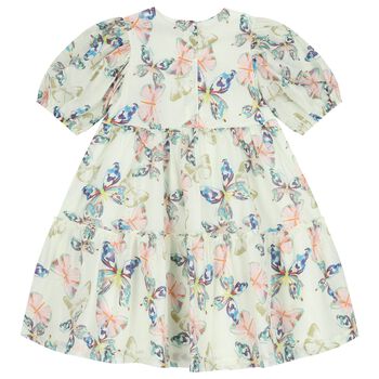 Girls Ivory Butterflies Logo Dress 