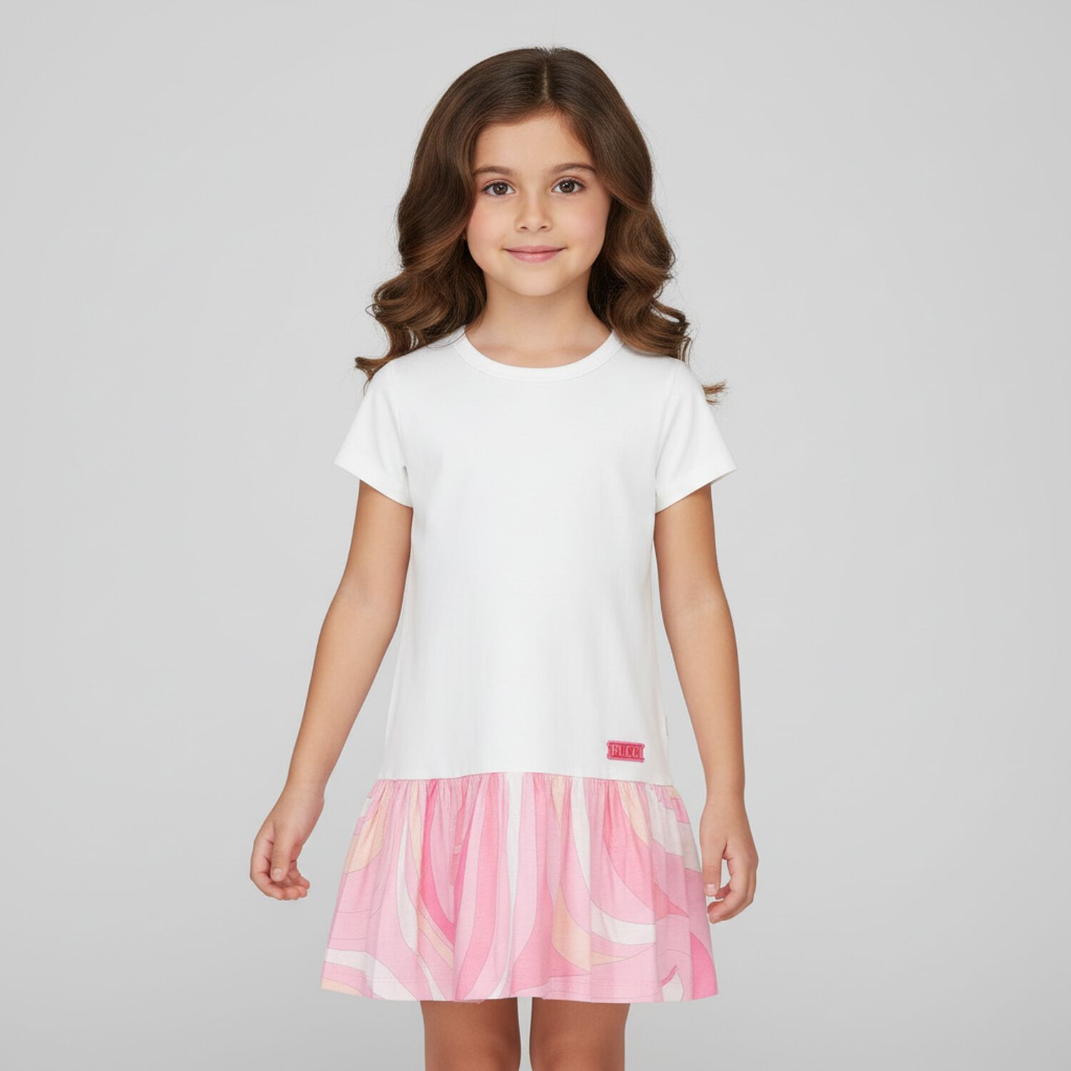 Girls White & Pink Iride Dress, 1, hi-res