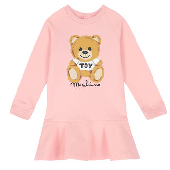 Younger Girls Pink Teddy Logo Dress