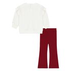 Younger Girls White & Burgundy Logo Leggings Set, 2, hi-res