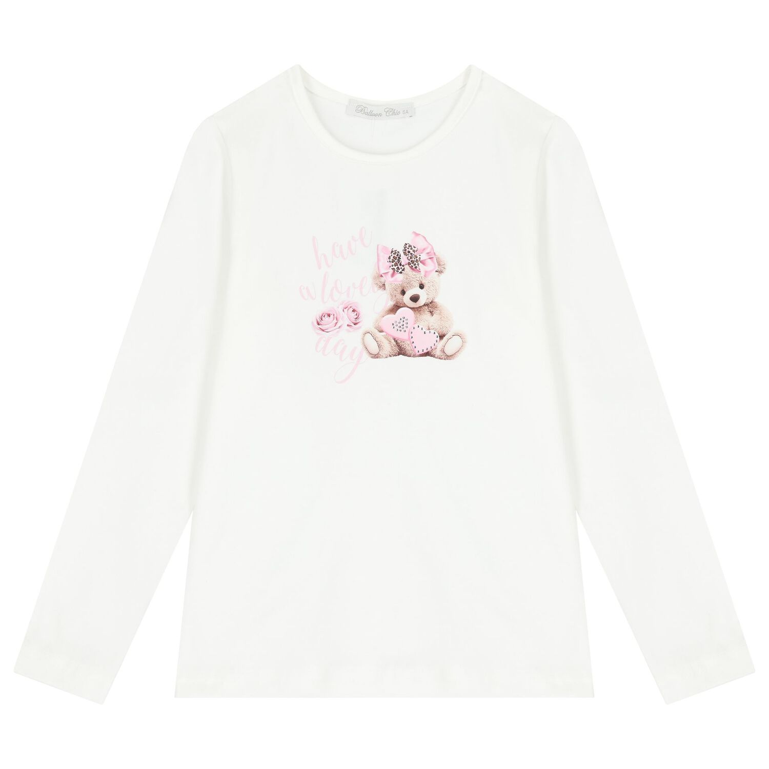 Girls White & Pink Teddy Bear Skirt Set, 1, hi-res image number null