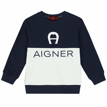 Boys Navy & White Logo Sweatshirt