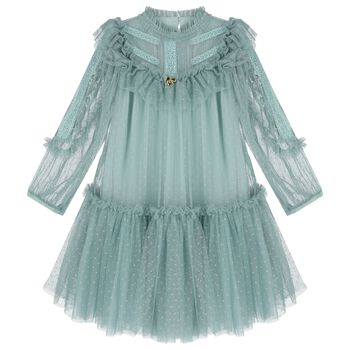 Girls Green Tulle Dress