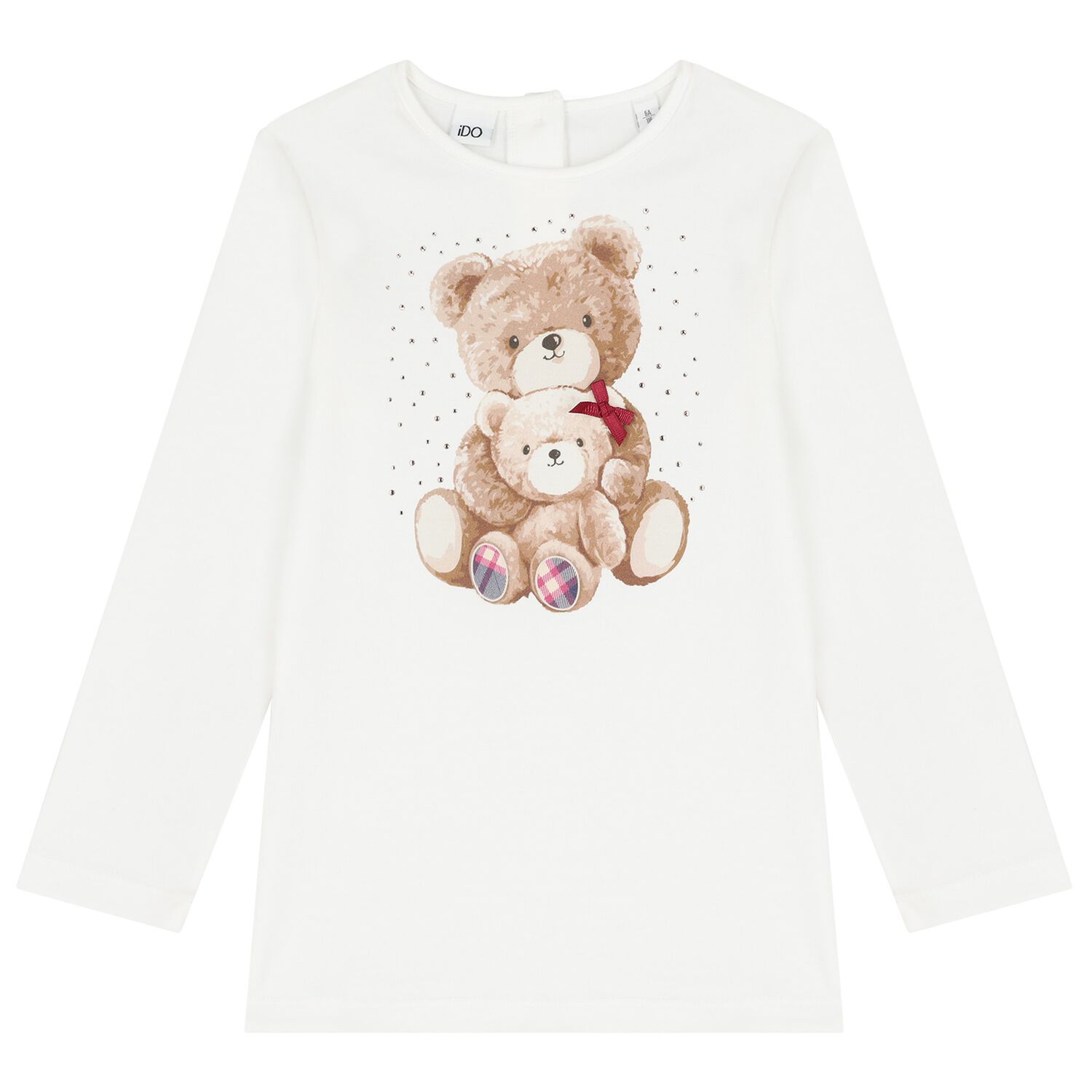 Girls Ivory Teddy Bear Long Sleeve Top, 1, hi-res