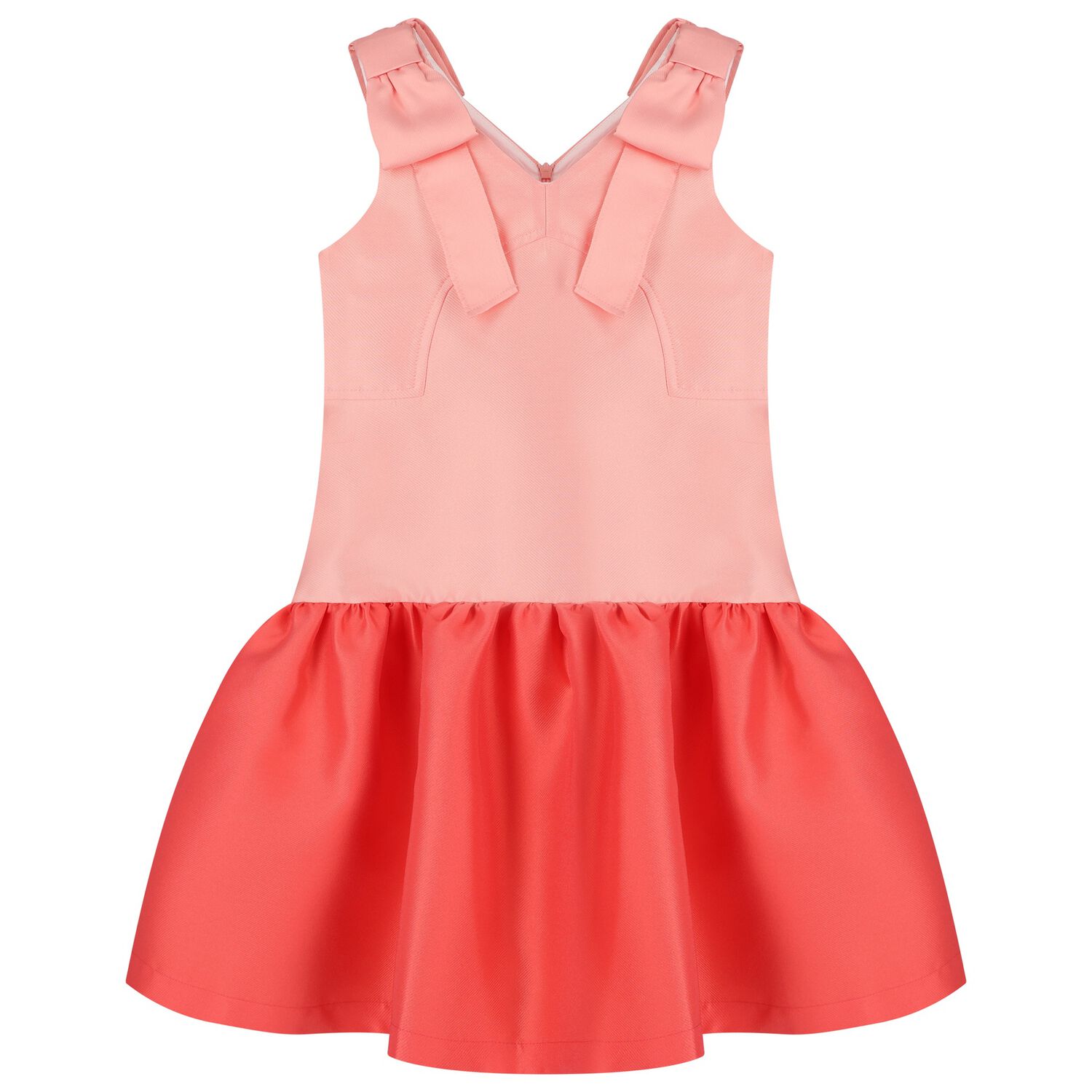 Girls Coral Satin Dress, 1, hi-res
