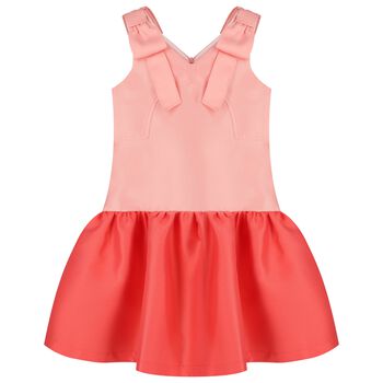 Girls Coral Satin Dress