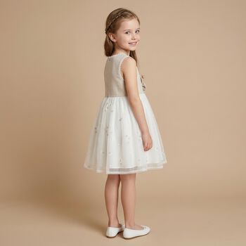 Younger Girls Gold & White Flower Dress