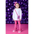 Girls White & Pink Hooded Leggings Set, 1, hi-res